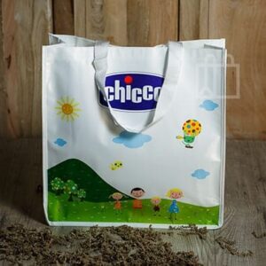 Bolsa reutilizable blanca de Chicco con ilustraciones infantiles